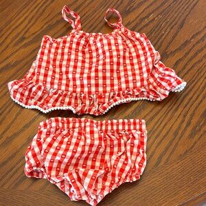Red Gingham Baby Outfit